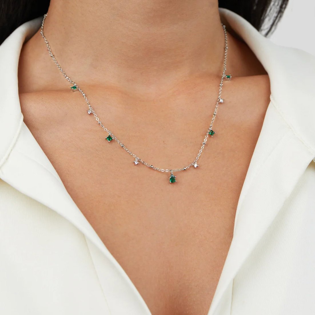 Ezüst nyaklánc kristályokkal - Emily