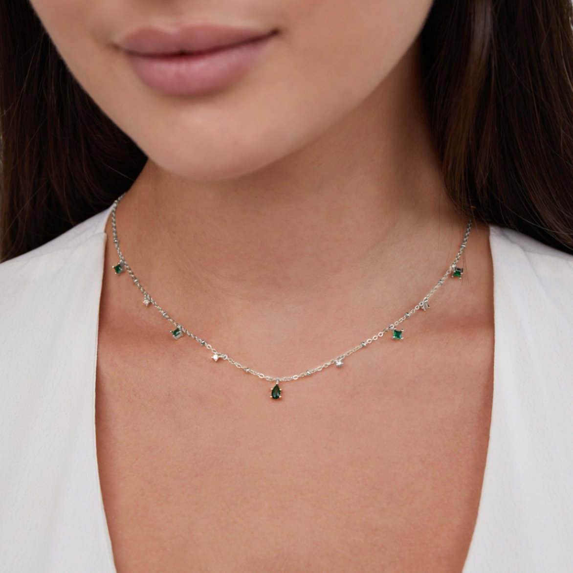 Ezüst nyaklánc kristályokkal - Emily